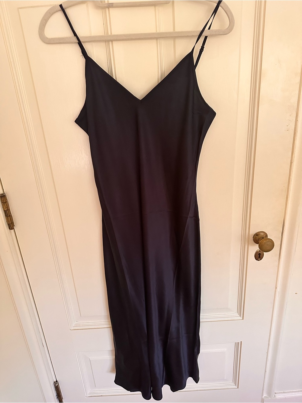 Quince Navy Silk Midi Slip Dress